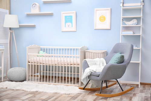 Baby,Bedroom,Design,With,White,Crib,And,Rocking,Chair